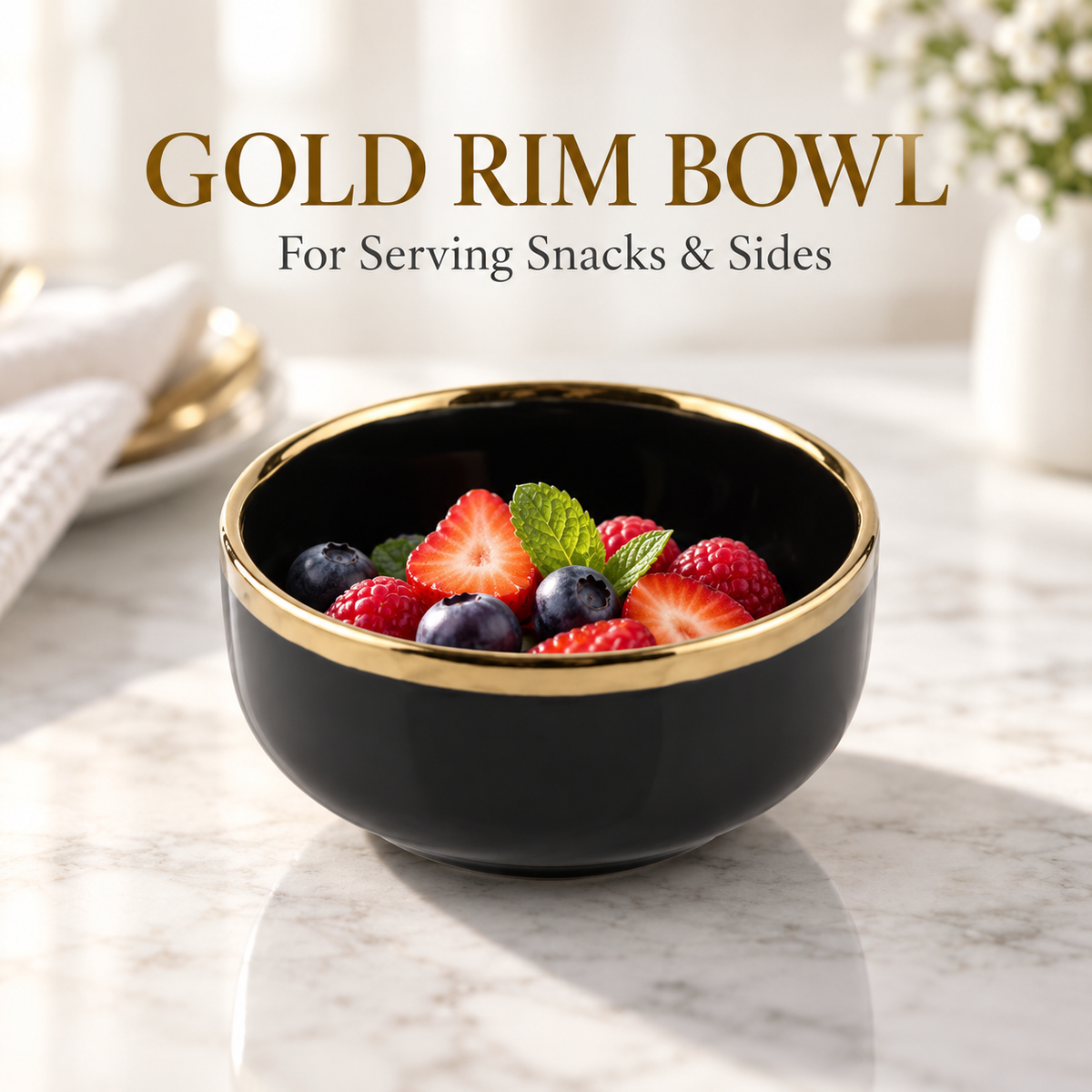 Danny Home Gold Rim Bowl - 4.5 Inches