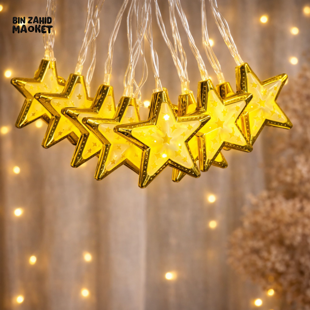 DECORA GOLDEN STAR LED STRING LIGHTS – WARM GLOW FESTIVE HOME DECOR