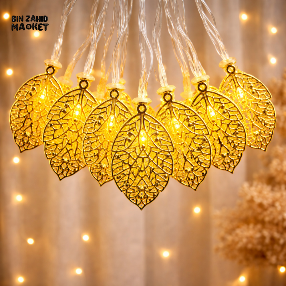DECORA GOLDEN LEAF LED STRING LIGHTS – WARM GLOW LUXURY HOME DECOR