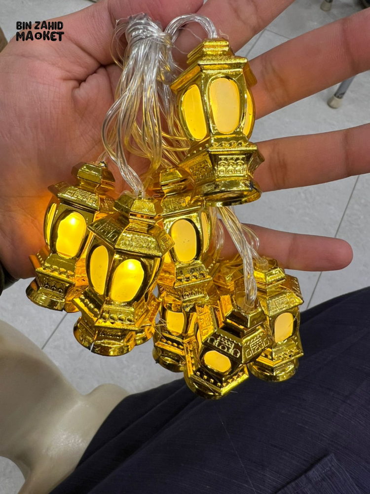 DECORA GOLDEN RAMADAN LANTERN LED DECOR LIGHTS – WARM GLOW ISLAMIC HOME DECOR