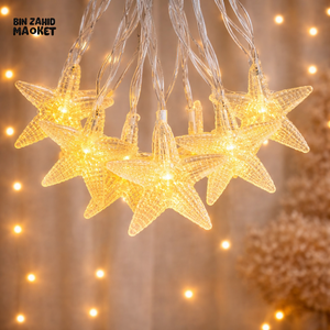 DECORA CRYSTAL STAR LED STRING LIGHTS – WARM WHITE GLOW HOME DECOR
