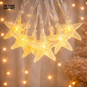 DECORA CRYSTAL STAR LED STRING LIGHTS – WARM WHITE GLOW HOME DECOR