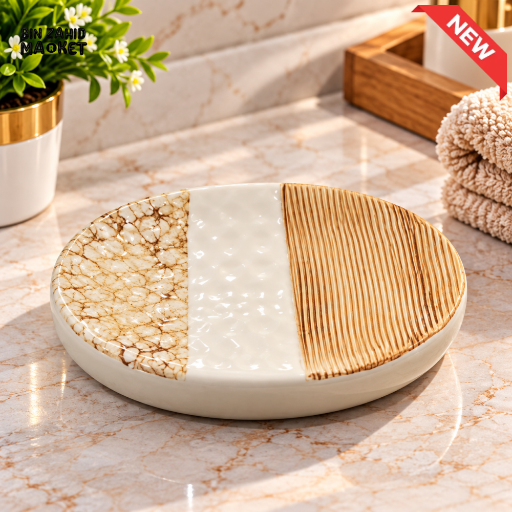 DECORATIVE CERAMIC SOAP DISH WITH TEXTURED DESIGN - Soap Dishes