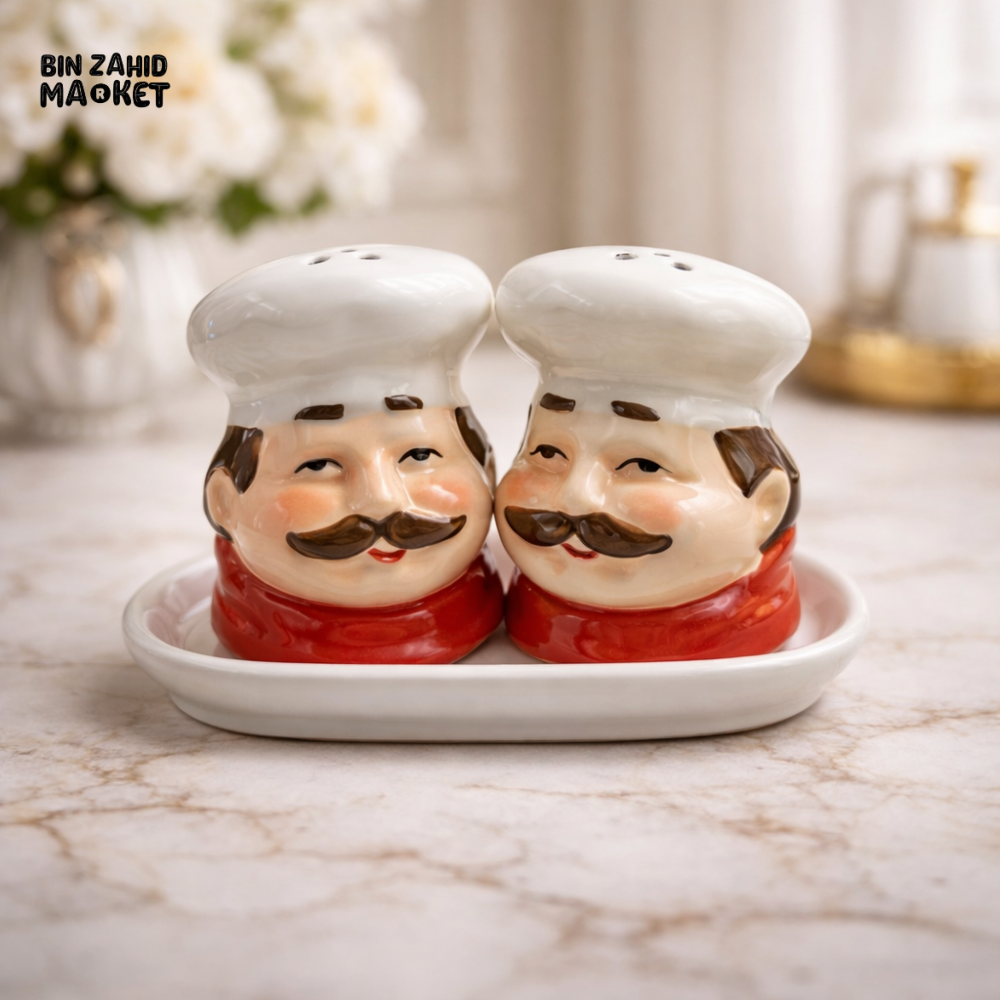 DECORATIVE CHEF DESIGN SALT & PEPPER SET