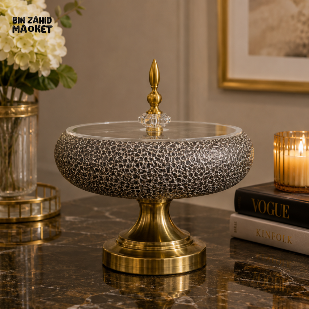 DECORATIVE PEDESTAL STORAGE BOWL WITH LID - Bowls