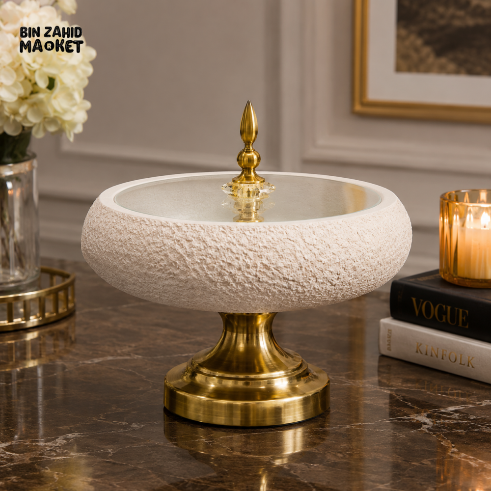 DECORATIVE PEDESTAL STORAGE BOWL WITH LID - Bowls