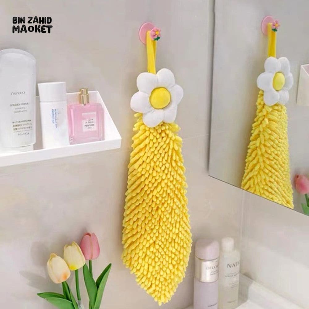 DECORATIVE PLUMERIA HANGING TOWEL – SOFT CHENILLE FOR KITCHEN & BATHROOM
