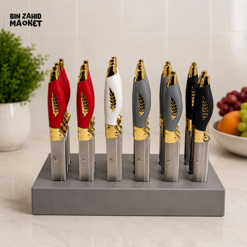 DECORATIVE STAINLESS STEEL FRUIT KNIF WITH DISPLAY STAND - 1 PIECE