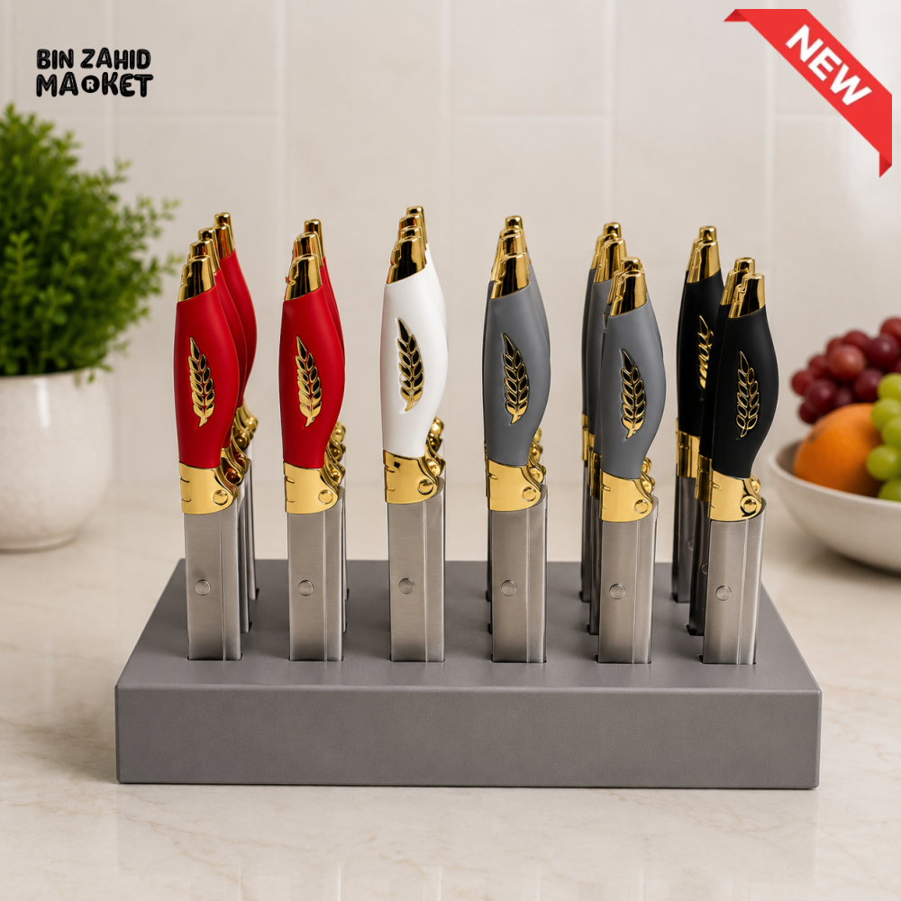 DECORATIVE STAINLESS STEEL FRUIT KNIF WITH DISPLAY STAND - 1 PIECE
