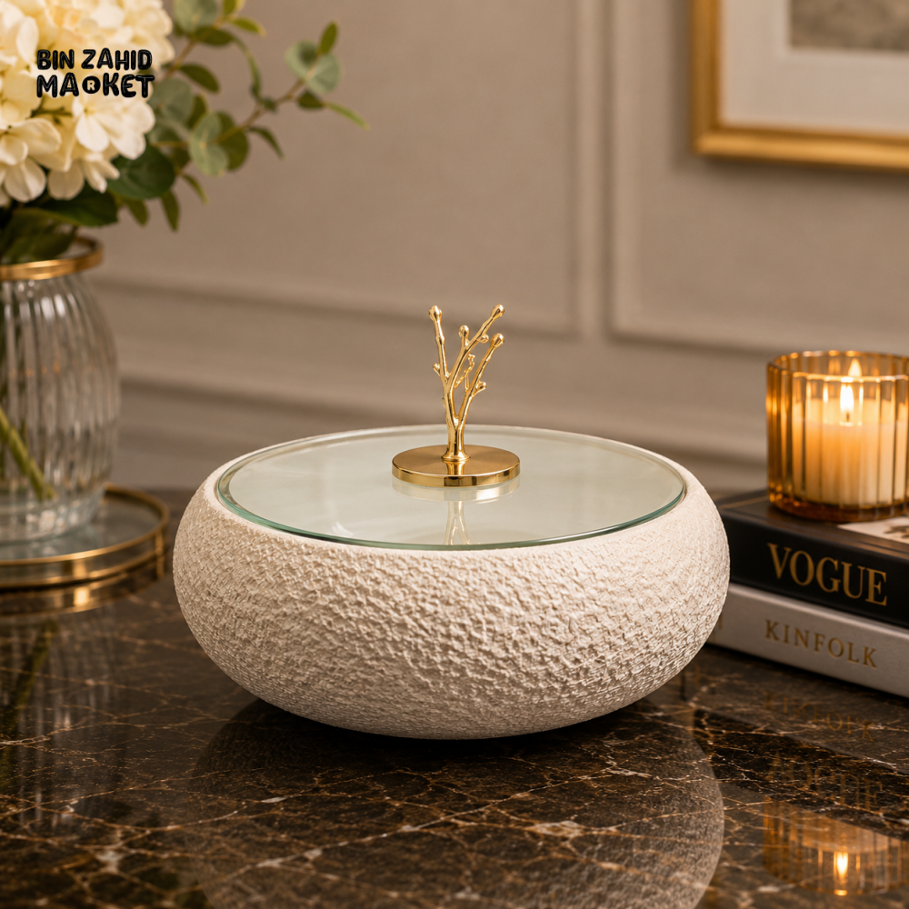 DECORATIVE STORAGE BOWL WITH GLASS LID - Bowls