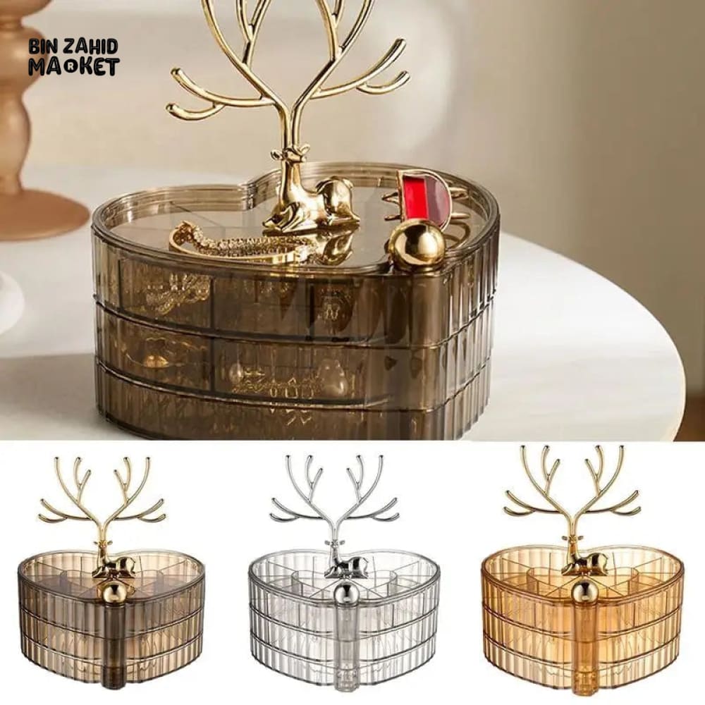 DEER ACRYLIC JEWELLERY STORAGE BOX – 3-LAYER DRAWER DESIGN
