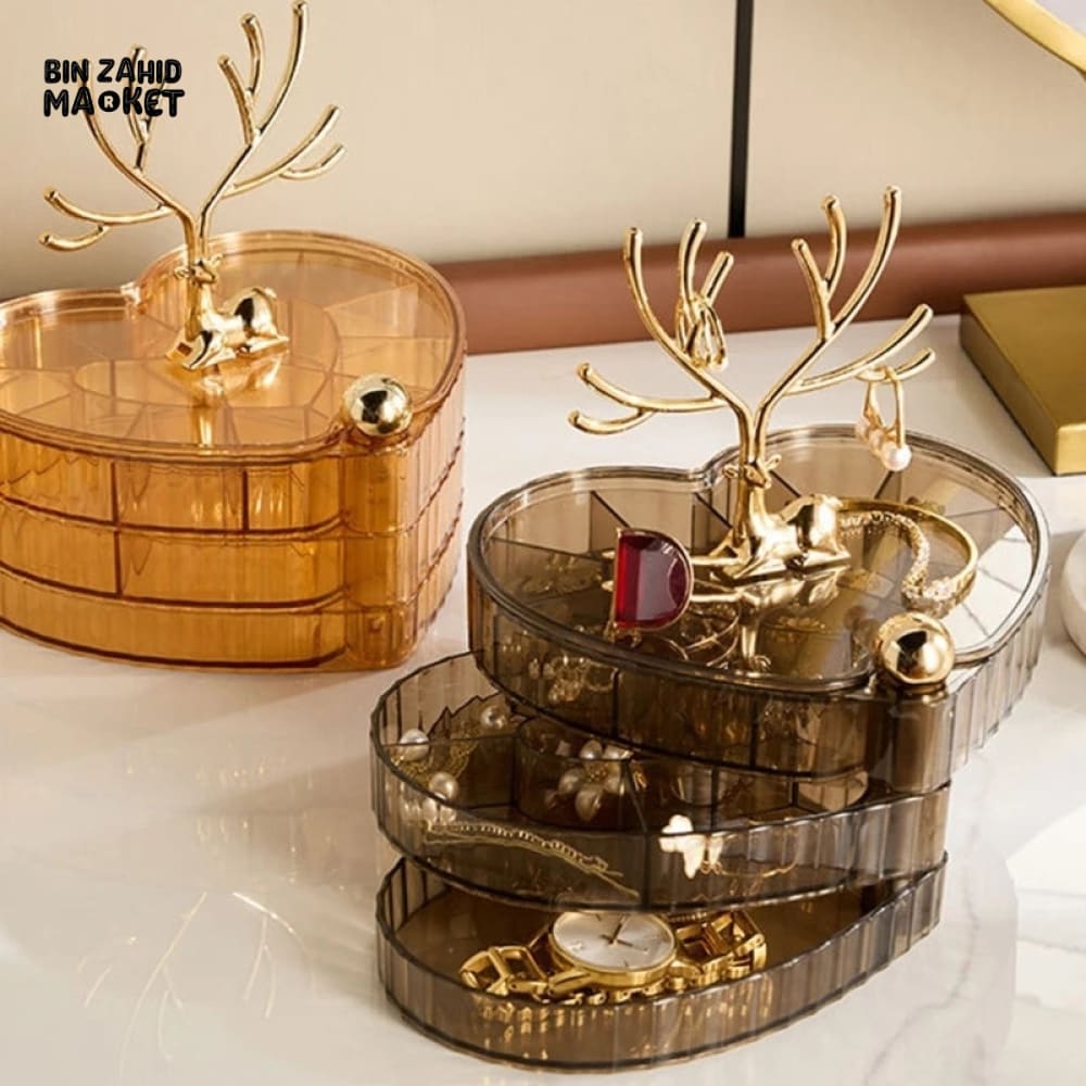 DEER ACRYLIC JEWELLERY STORAGE BOX – 3-LAYER DRAWER DESIGN