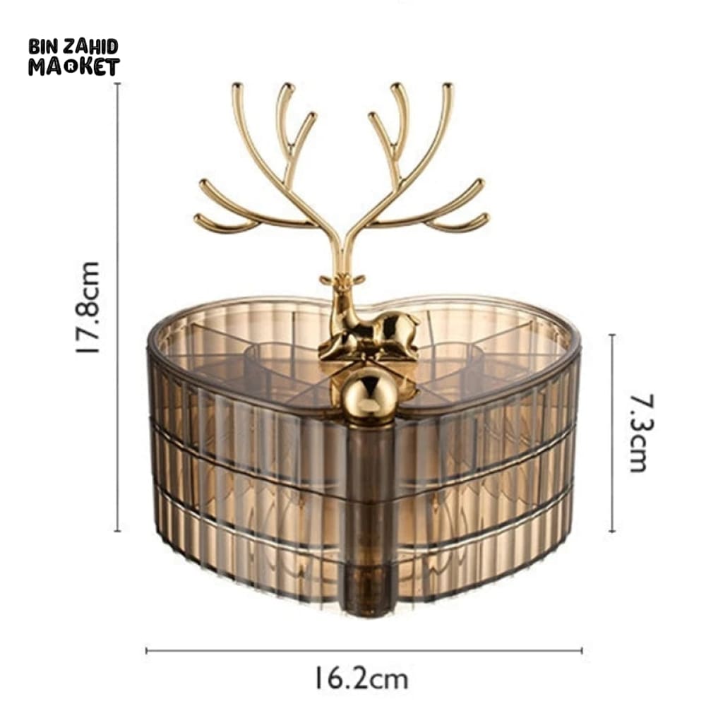 DEER ACRYLIC JEWELLERY STORAGE BOX – 3-LAYER DRAWER DESIGN