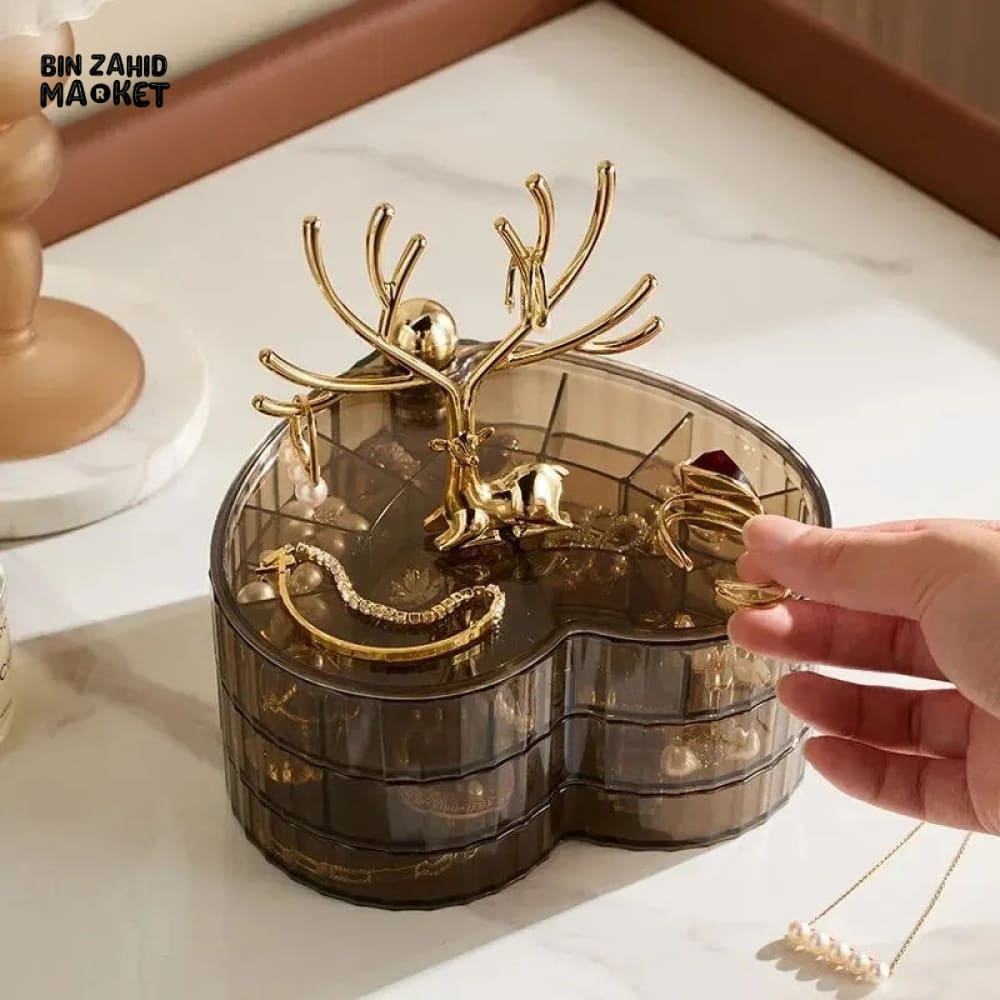 DEER ACRYLIC JEWELLERY STORAGE BOX – 3-LAYER DRAWER DESIGN