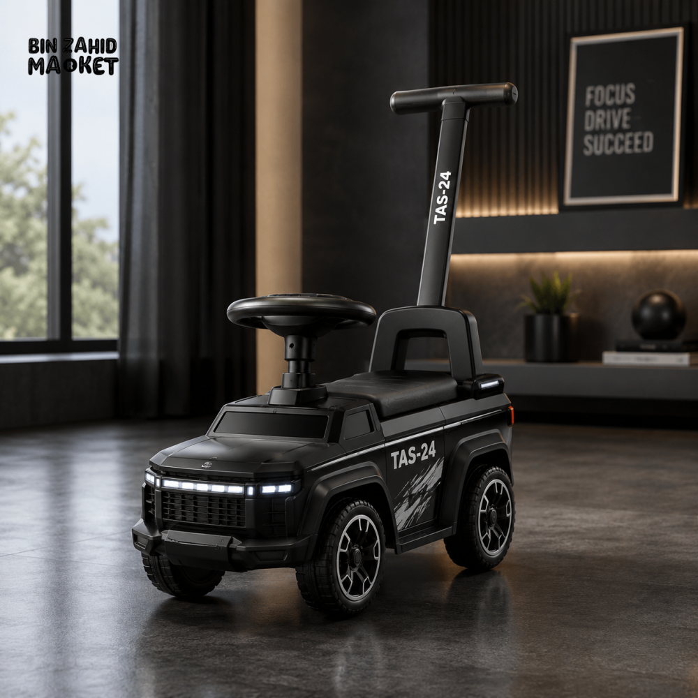 DELUXE KIDS RIDE-ON PUSH CAR WITH HANDLE - BLACK