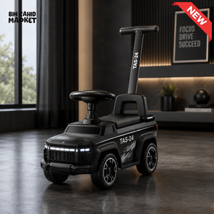 DELUXE KIDS RIDE-ON PUSH CAR WITH HANDLE - BLACK