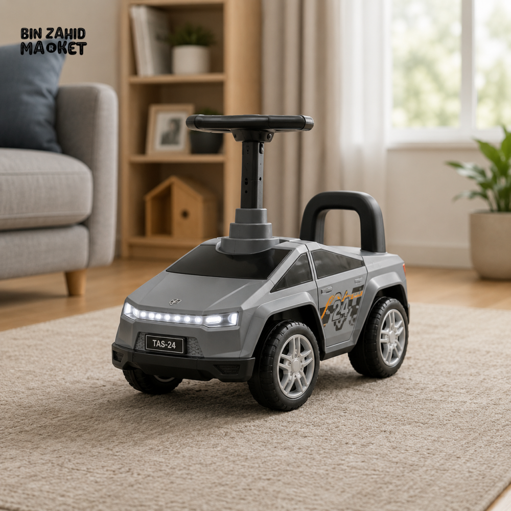 DELUXE KIDS RIDE-ON PUSH CAR WITH HANDLE - GREY