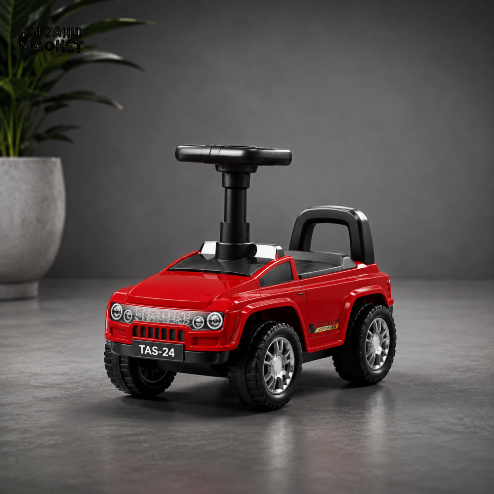 DELUXE KIDS RIDE-ON PUSH CAR WITH HANDLE - RED