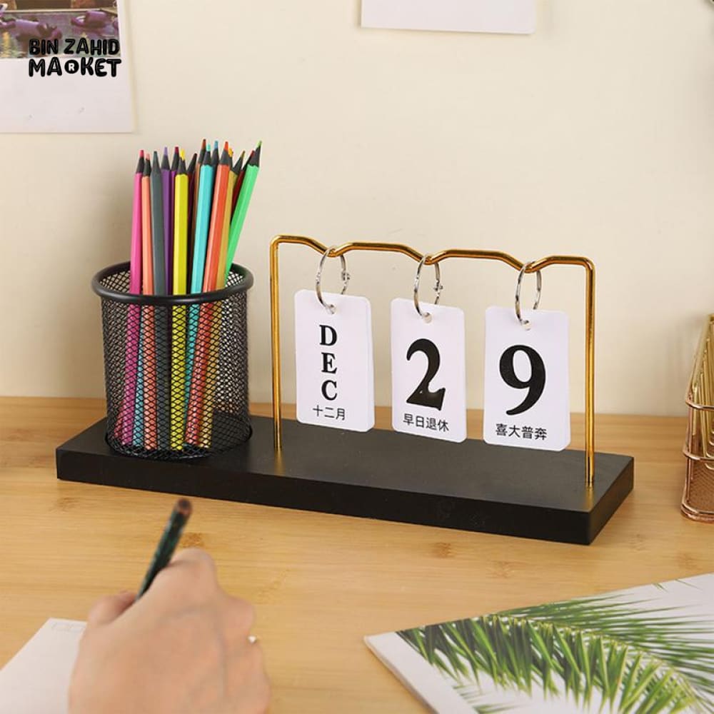 DESK CALENDAR HOLDER DECOR PERPETUAL DESKTOP CALENDAR BLOCK CALENDAR REUSABLE SIMPLE DESKTOP ORNAMENTS MULTIFUNCTIONAL IRON