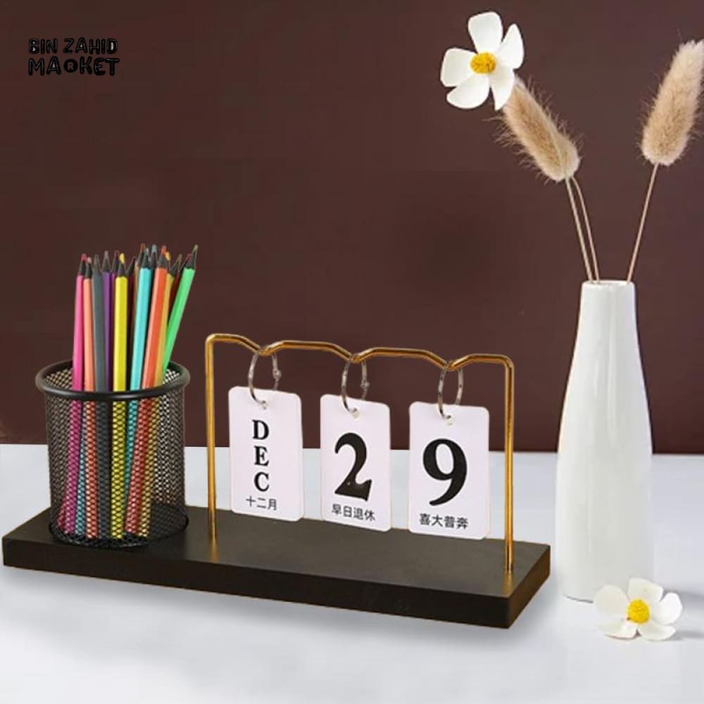 DESK CALENDAR HOLDER DECOR PERPETUAL DESKTOP CALENDAR BLOCK CALENDAR REUSABLE SIMPLE DESKTOP ORNAMENTS MULTIFUNCTIONAL IRON