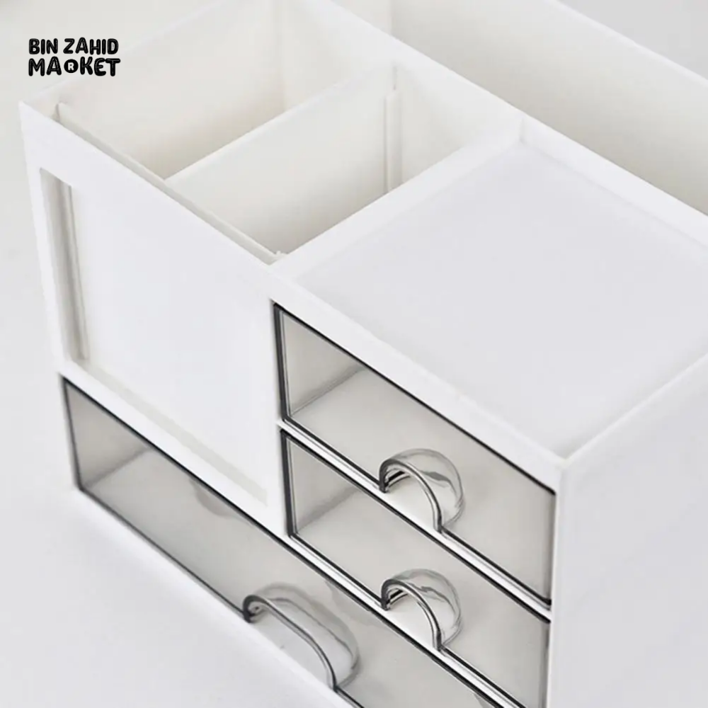 DESKTOP ORGANIZER DRAWER BOX WITH PEN HOLDER STORAGE CASE FOR OFFICE SCHOOL HOME