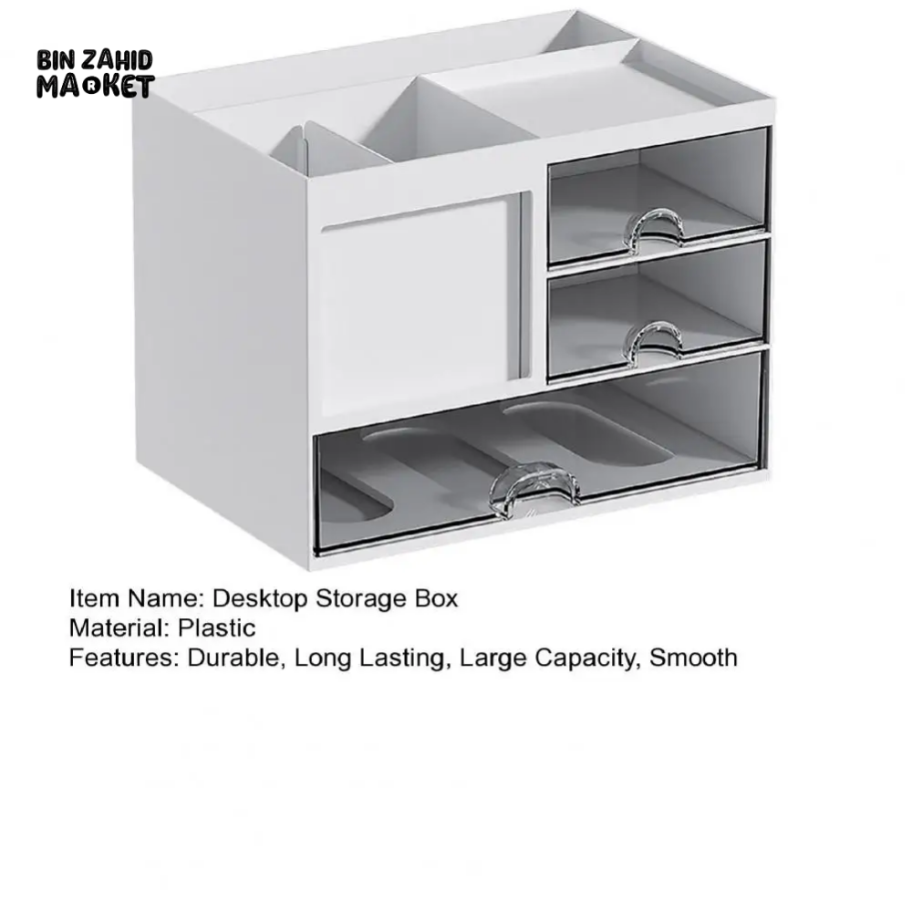 DESKTOP ORGANIZER DRAWER BOX WITH PEN HOLDER STORAGE CASE FOR OFFICE SCHOOL HOME