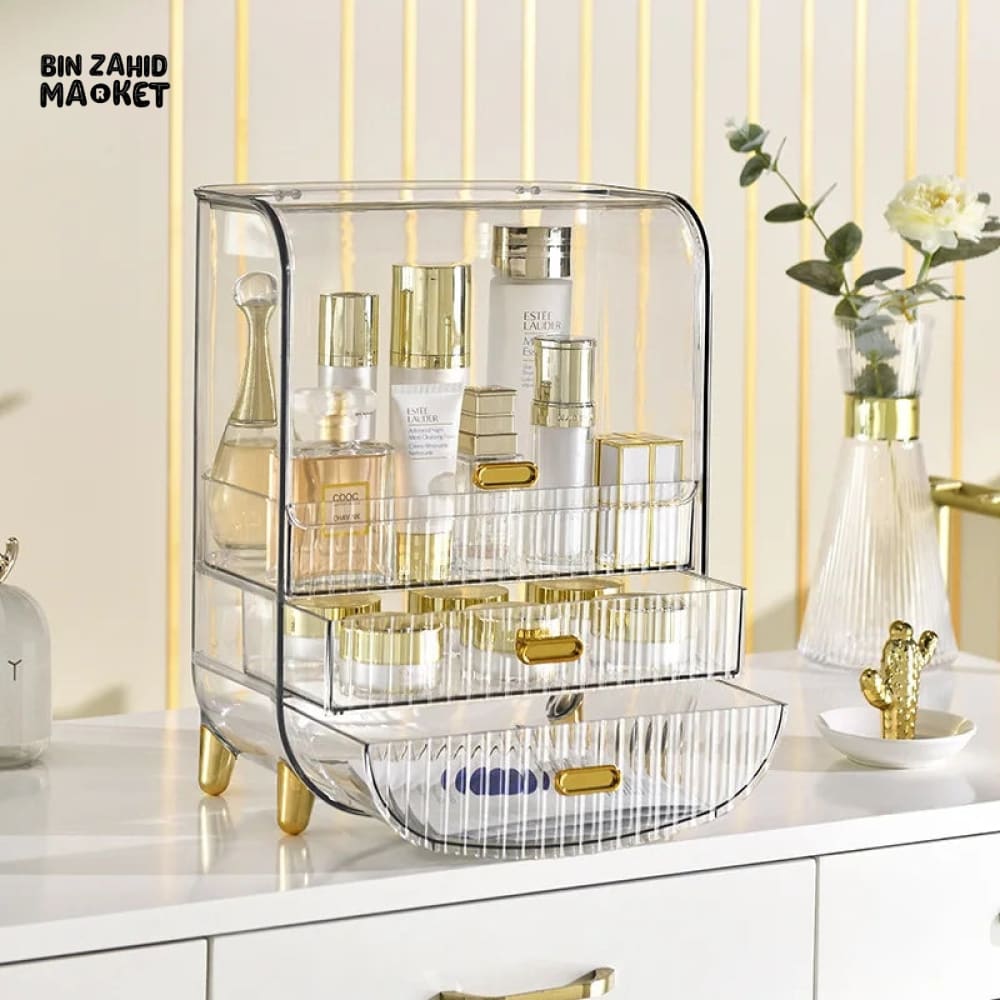 DESKTOP TRANSPARENT COSMETIC STORAGE BOX Transparent
