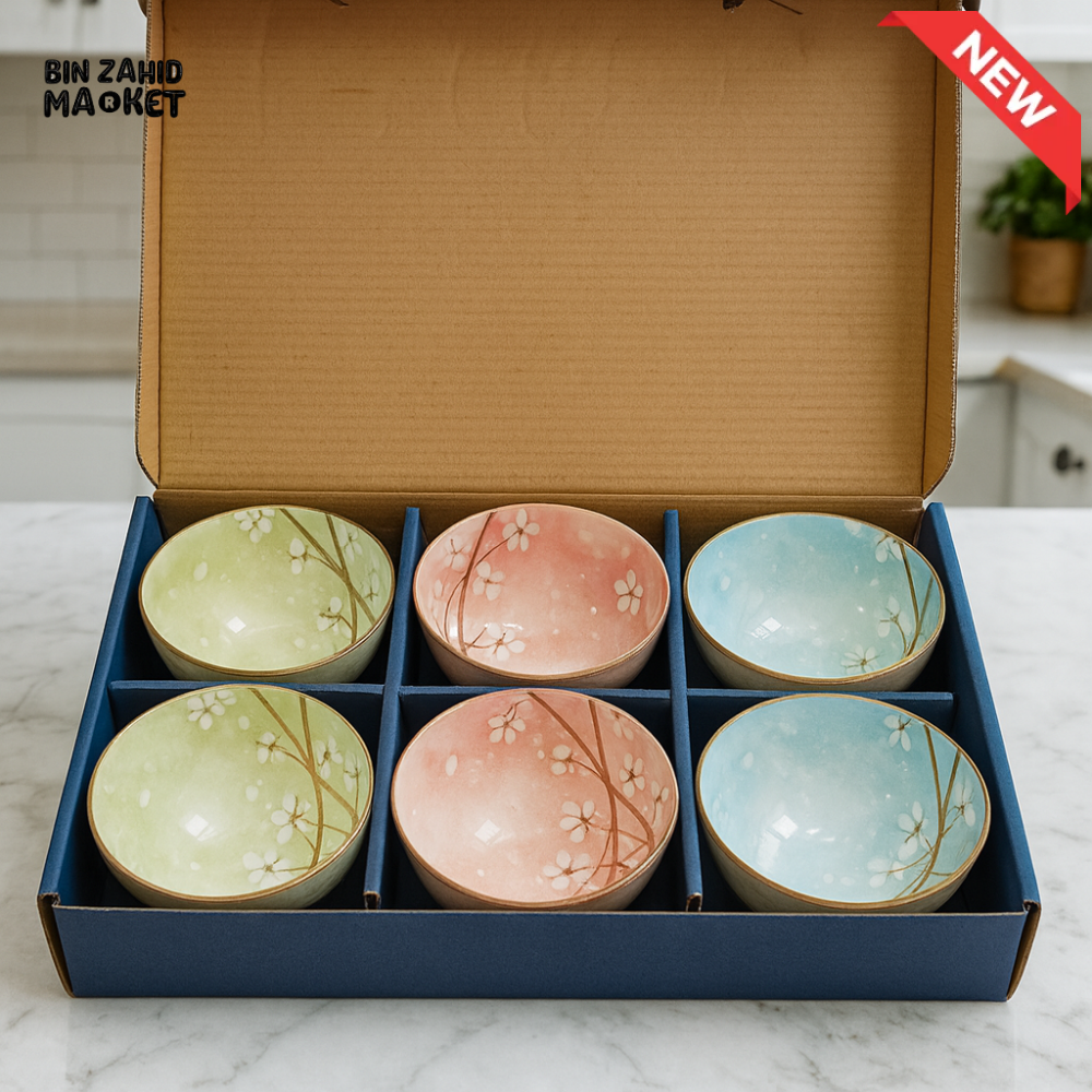 DESSERT & SNACK BOWLS – CERAMIC 6-PIECE SAKURA FLOWER SET