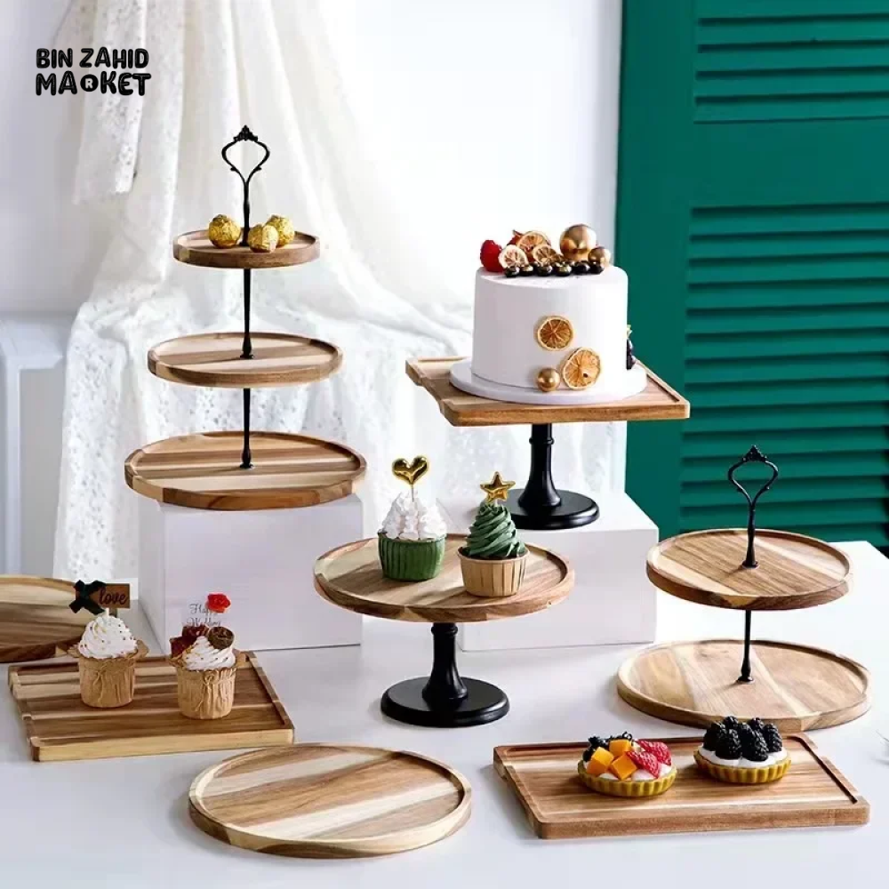 DETACHABLE CAKE STAND WOODEN EUROPEAN STYLE DESSERT HOLDER WEDDING PARTY