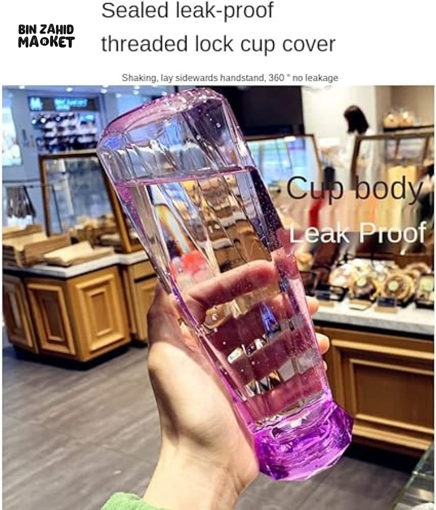 DIAMOND GLASS WATER BOTTLE 450ML