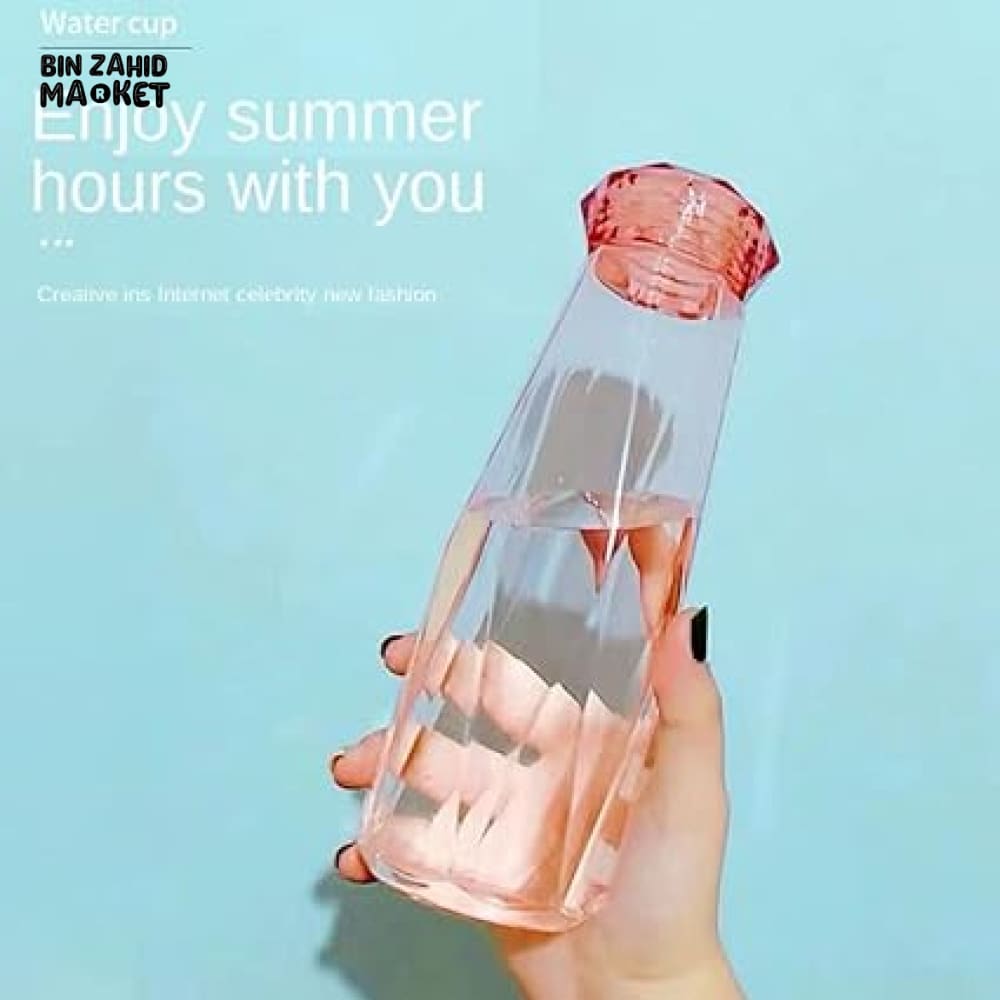 DIAMOND GLASS WATER BOTTLE 450ML