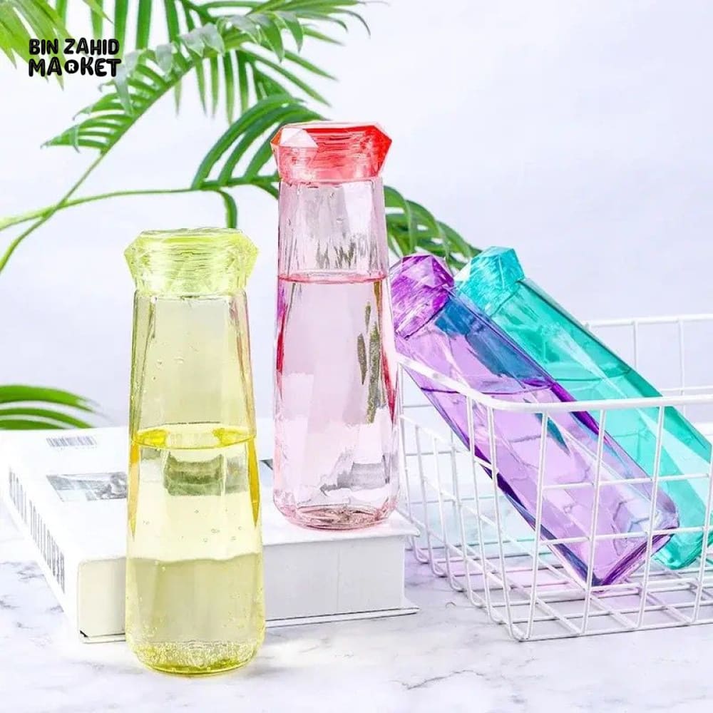 DIAMOND GLASS WATER BOTTLE 450ML