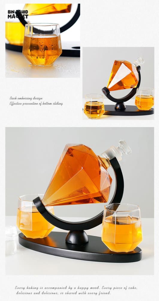 DIAMOND-SHAPED GLASS DECANTER – HIGH BOROSILICATE TRANSPARENT BOTTLE