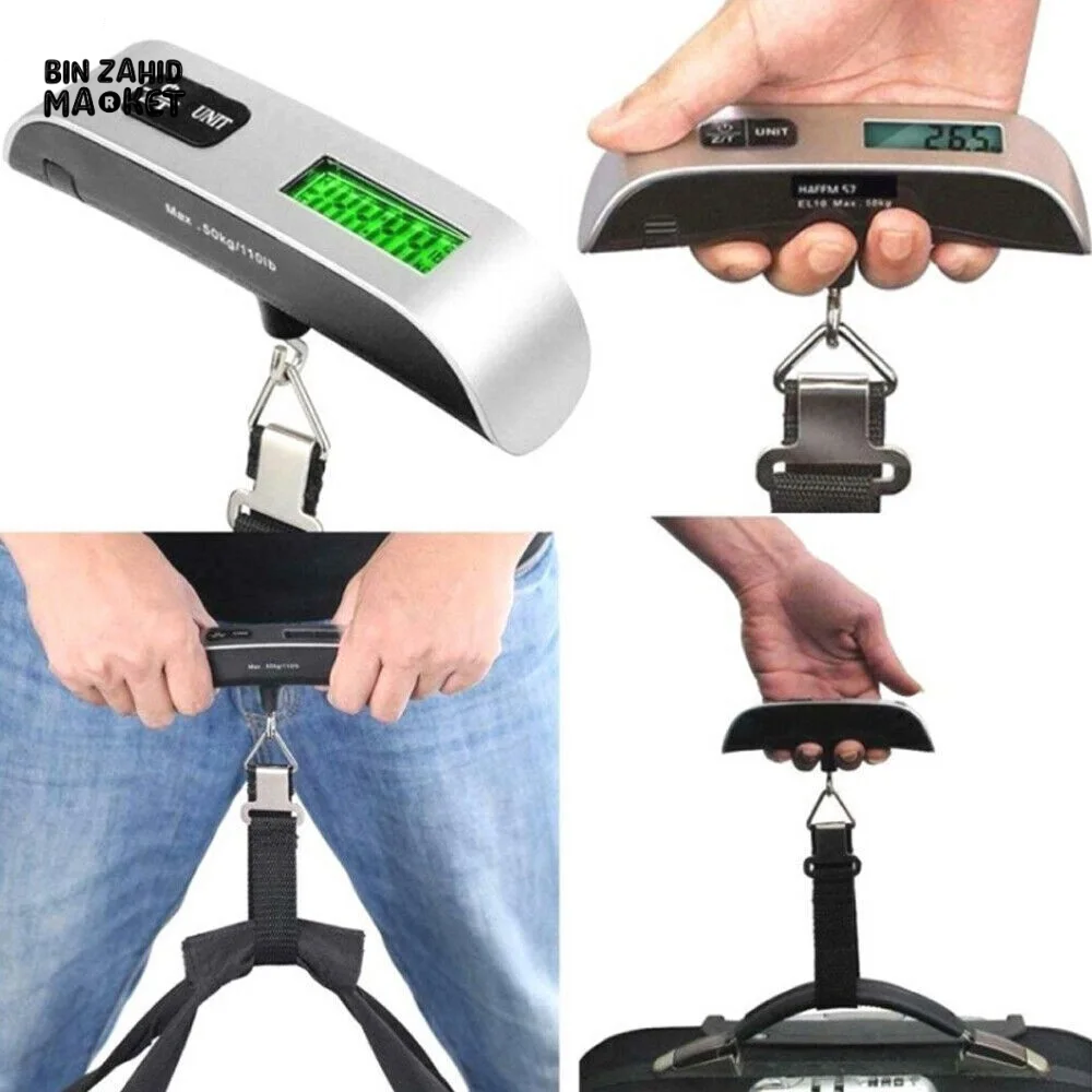 DIGITAL LUGGAGE SCALE 50KG/110LB | PORTABLE HANDHELD HANGING SCALE FOR TRAVEL & SUITCASE WEIGHT MEASUREMENT