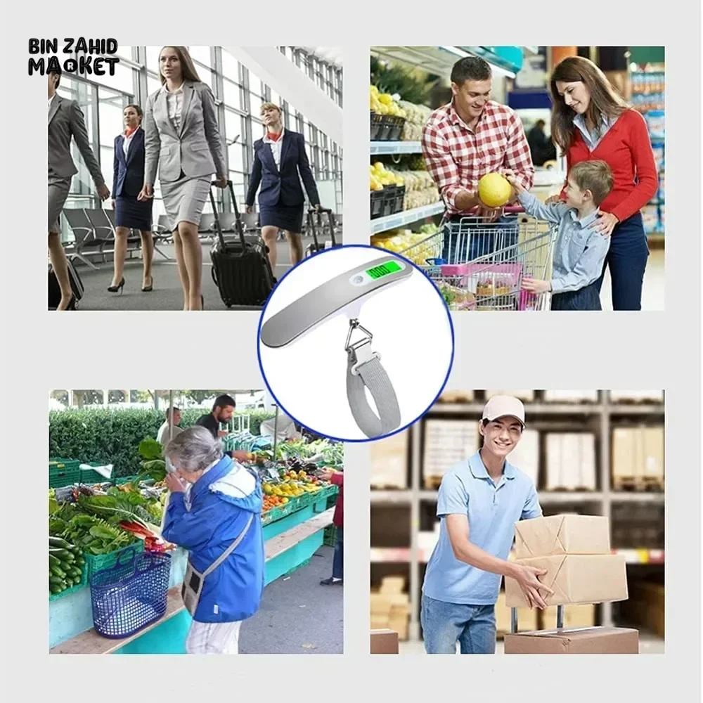 DIGITAL LUGGAGE SCALE 50KG PORTABLE LCD HANGING SCALE FOR SUITCASE & TRAVEL BAGS