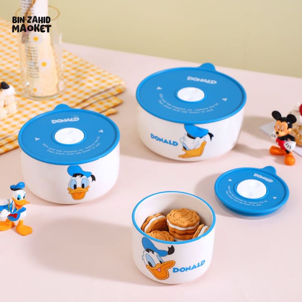 DISNEY MICKEY & FRIENDS AIRTIGHT CERAMIC BOWL SET