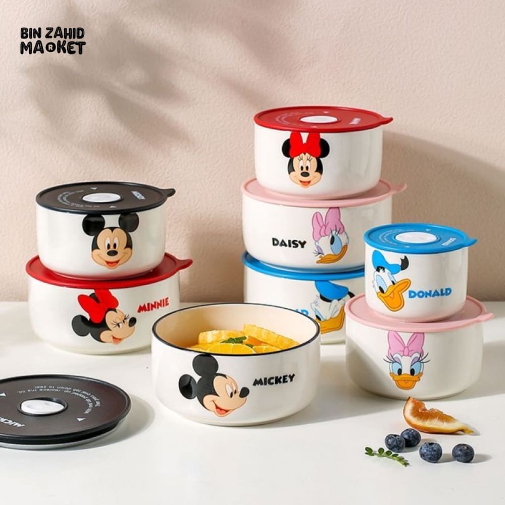 DISNEY MICKEY & FRIENDS AIRTIGHT CERAMIC BOWL SET
