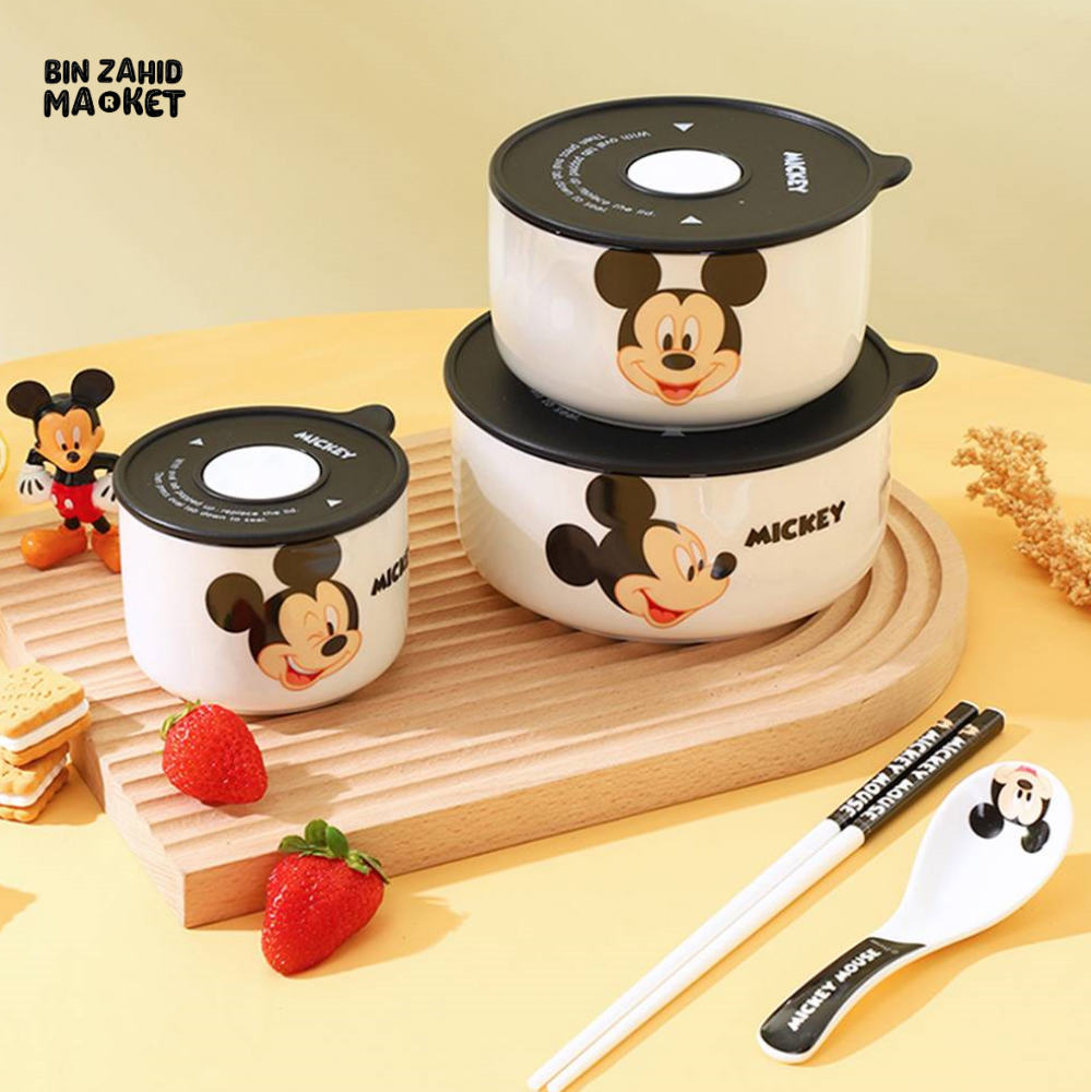 DISNEY MICKEY & FRIENDS AIRTIGHT CERAMIC STORAGE BOWLS SET WITH LIDS - MINNIE