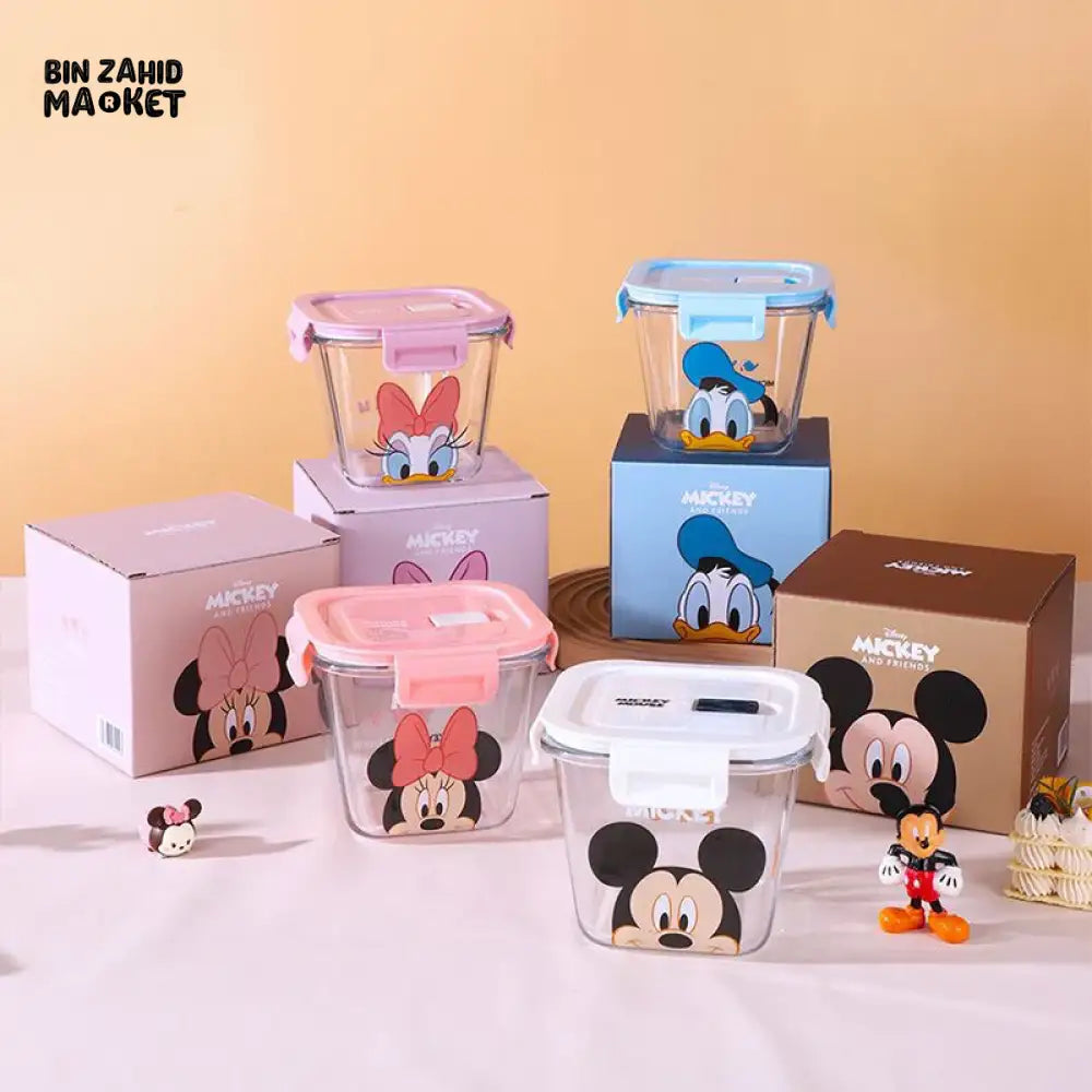 DISNEY MICKEY & FRIENDS AIRTIGHT GLASS FOOD STORAGE BOX – 900ML