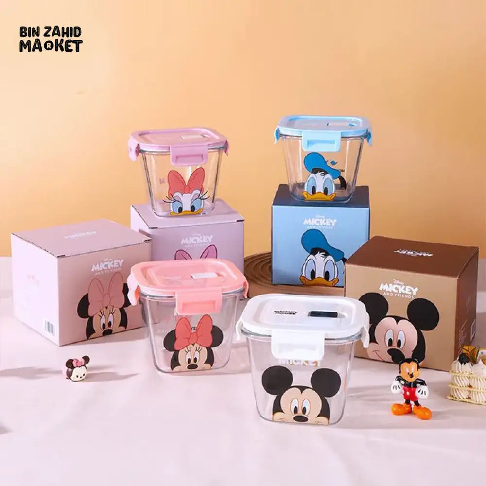 DISNEY MICKEY & FRIENDS AIRTIGHT GLASS FOOD STORAGE BOX – 900ML