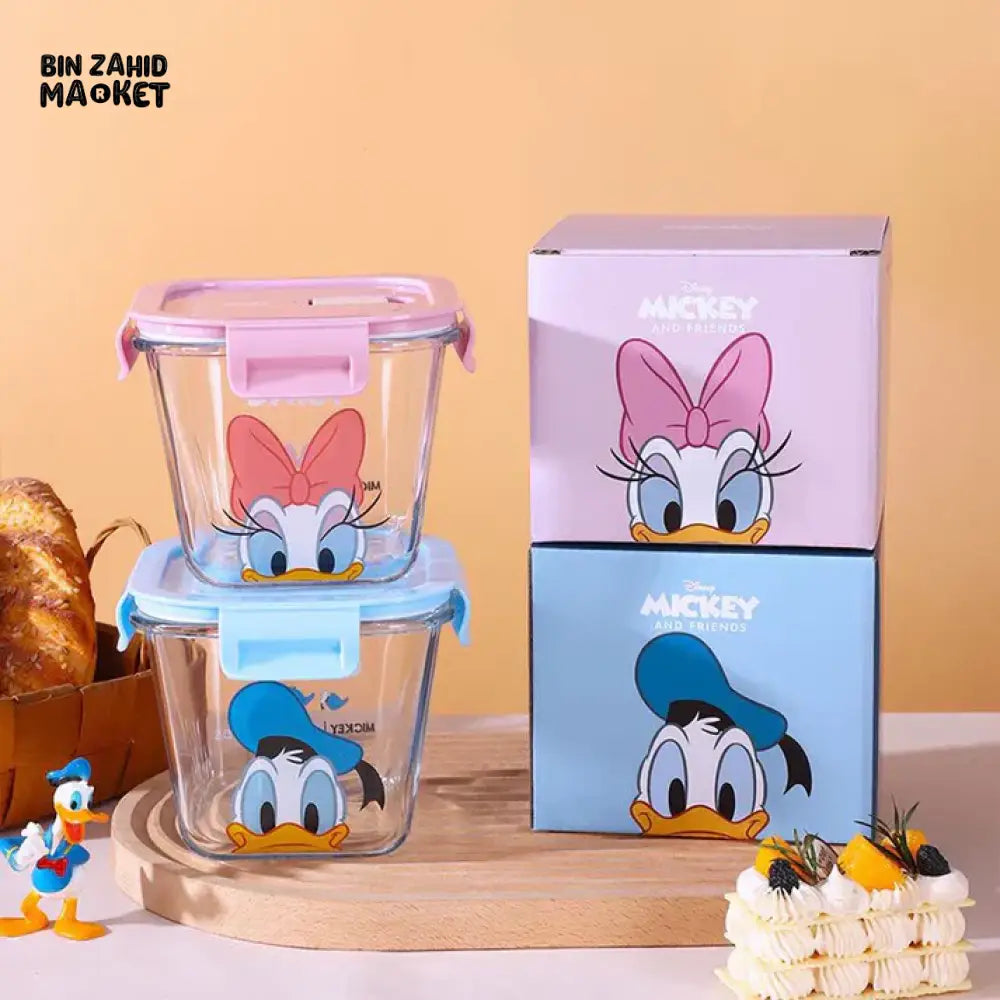 DISNEY MICKEY & FRIENDS AIRTIGHT GLASS FOOD STORAGE BOX – 900ML