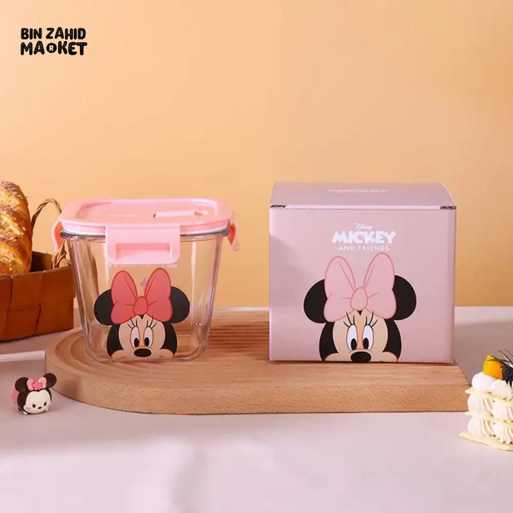 DISNEY MICKEY & FRIENDS AIRTIGHT GLASS FOOD STORAGE BOX – 900ML