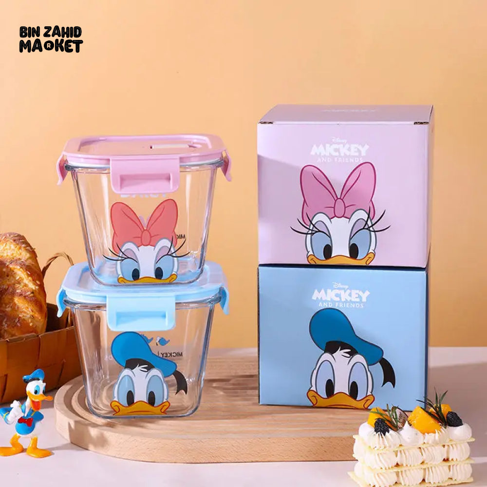 DISNEY MICKEY & FRIENDS AIRTIGHT GLASS FOOD STORAGE BOX 900ML - DONALD DUCK