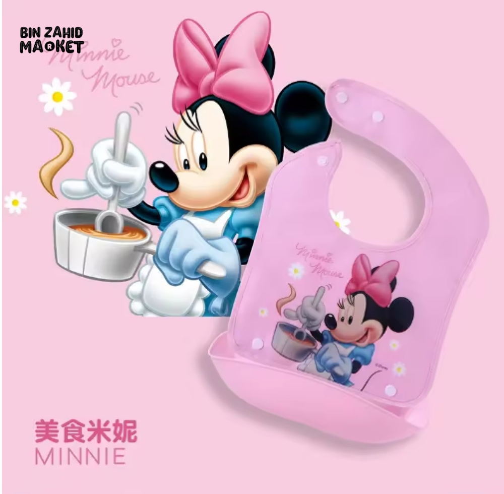DISNEY MICKEY & FRIENDS BABY WATERPROof OF BIB 3D FOOD CATCHER POCKET TODDLER FEEDING & SALIVA BIB