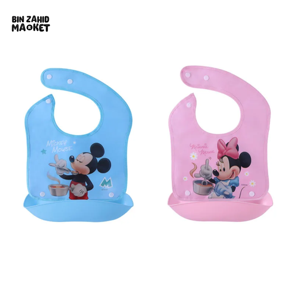 DISNEY MICKEY & FRIENDS BABY WATERPROof OF BIB 3D FOOD CATCHER POCKET TODDLER FEEDING & SALIVA BIB