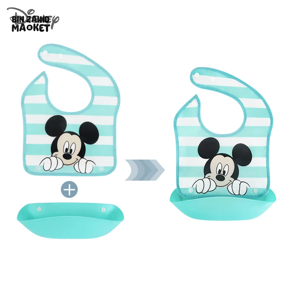 DISNEY MICKEY & FRIENDS BABY WATERPROof OF BIB 3D FOOD CATCHER POCKET TODDLER FEEDING & SALIVA BIB