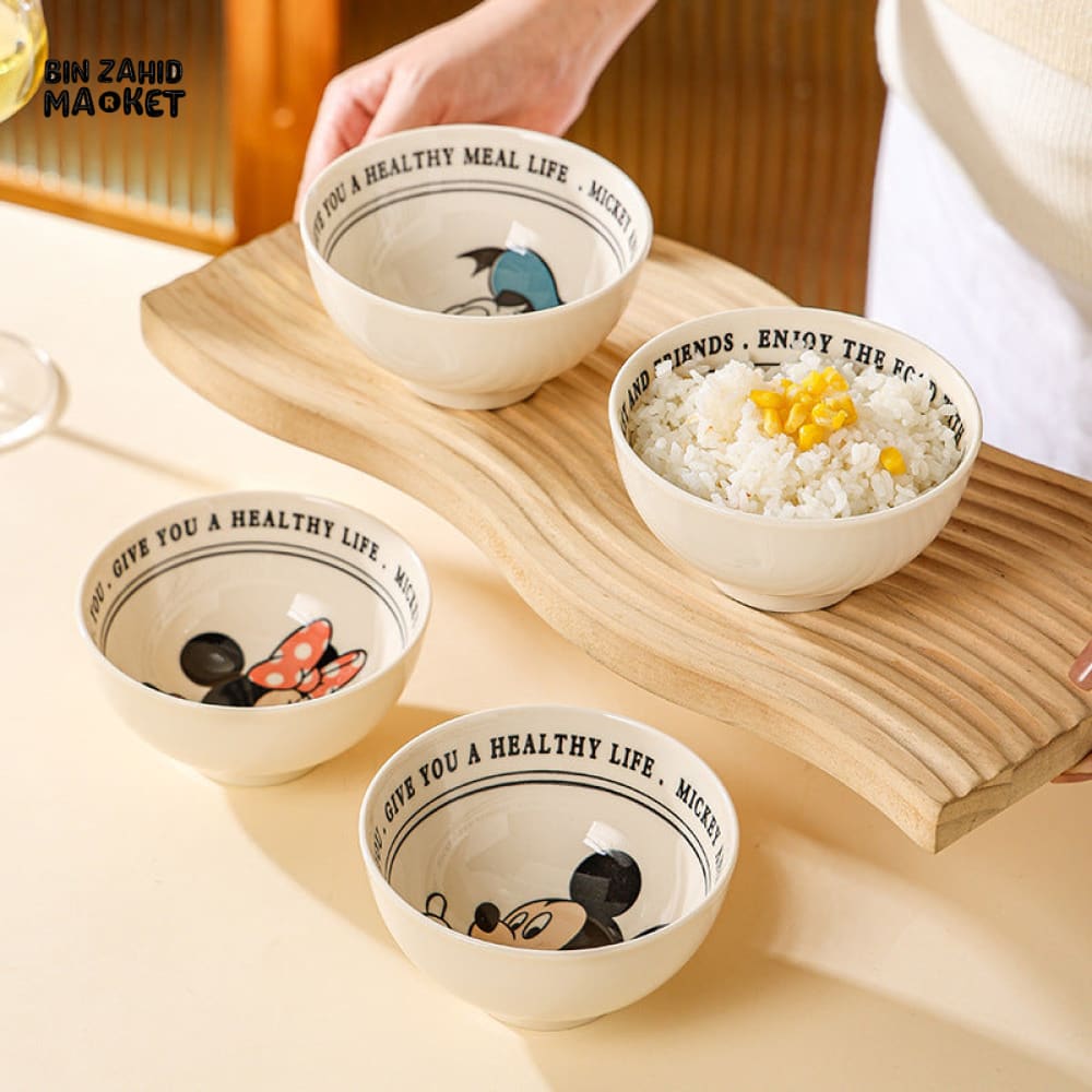 DISNEY MICKEY & FRIENDS CERAMIC BOWL SET 4 PIECES