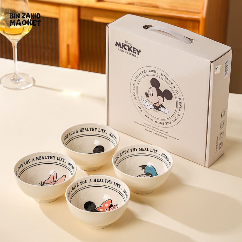 DISNEY MICKEY & FRIENDS CERAMIC BOWL SET 4 PIECES