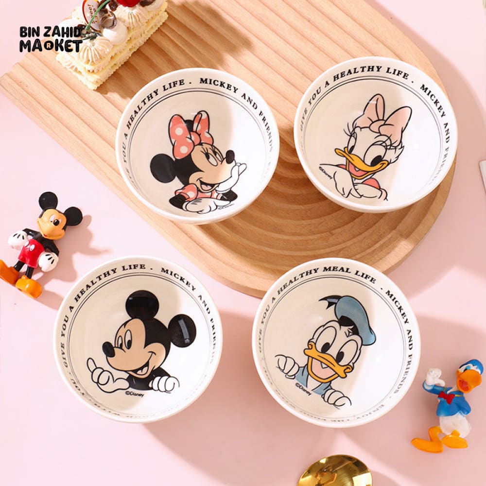 DISNEY MICKEY & FRIENDS CERAMIC BOWL SET 4 PIECES