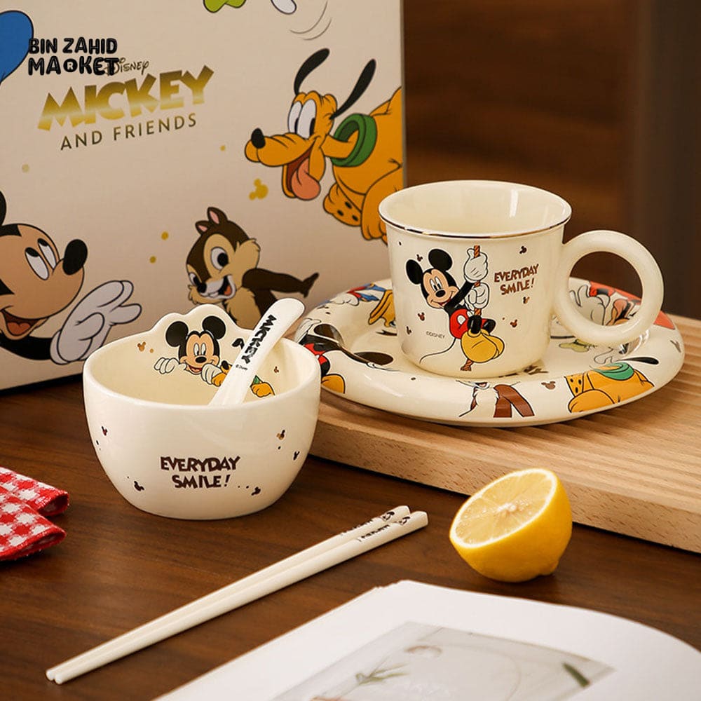 DISNEY MICKEY & FRIENDS CERAMIC DINNERWARE SET – 5 PIECES